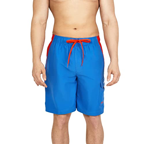 Speedo Herren Marina Sport Volley Knielang Badehose, Palace Blue/Spicy Orange, X-Large von Speedo