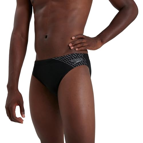 Speedo Herren Medley Logo, 7 cm, Brief Slip, Schwarz/Ardesien, 34 von Speedo