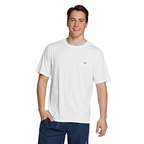 Speedo Herren Short Sleeve Easy Swim Shirt with Uv and UPF 50+ Protection Rash Guard Hemd, Basic White, X-Large von Speedo