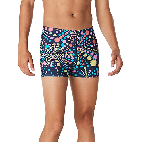 Speedo Herren Square Leg Eco Flex Beachstar Badeanzug, Dot Burst Naval Academy, Large von Speedo