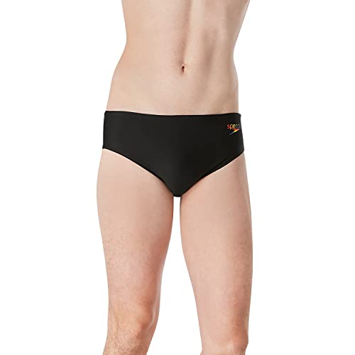 Speedo Herren Badehose Endurance+ The One Graphic Schwimm-Slips, 2023 Pride Anthrazit, 34 von Speedo