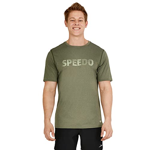 Speedo Herren UV-Badeshirt mit grafischem Muster, kurzärmlig Rash Guard Shirt, Hexalator Douglasie, XX-Large von Speedo