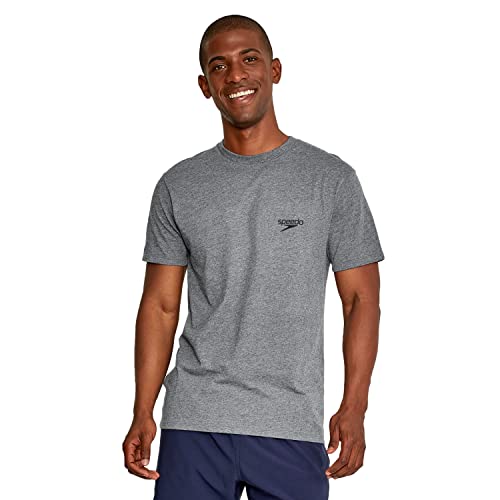 Speedo Herren UV-Badeshirt mit grafischem Muster, kurzärmlig Rash Guard Shirt, Van Grey Heather Eco, Large von Speedo