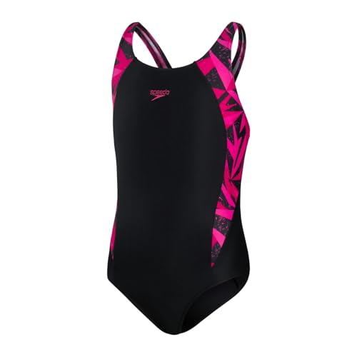 Speedo Mädchen Hyper Boom Splice Muscleback Badeanzug, Schwarz/Rosa (Electric Pink/Ecstatic), 14 años von Speedo