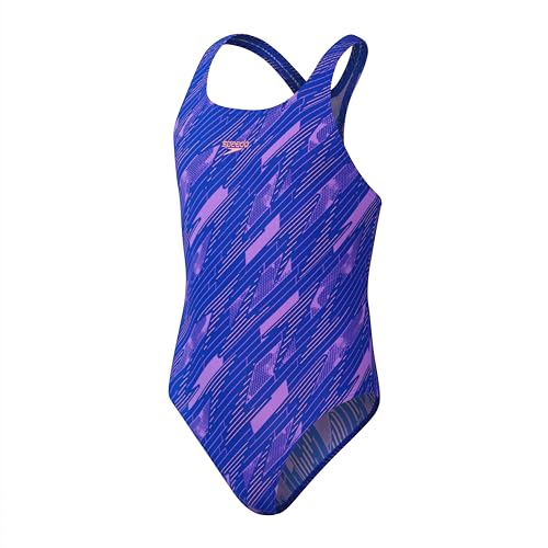 Speedo HyperBoom Allover Medalist Badeanzug für Mädchen, Blau/Pink, 7-8 Jahre von Speedo