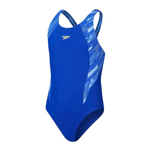 Speedo HyperBoom Splice Muscleback-Badeanzug für Mädchen, True Cobalt Lemon Drizzle Curious Blue, blau/blau, 5-6 Years von Speedo
