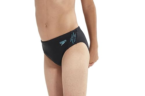 Speedo Jungen Hyper Boom Logo Splice 5 cm Brief Badeanzug, Schwarz/Bolt, 8 años von Speedo