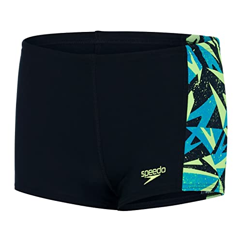 Speedo Jungen Hyper Boom Panel Swim Boxer 13-14 Years Badehose, Schwarz/Pool/Bright Zest, von Speedo
