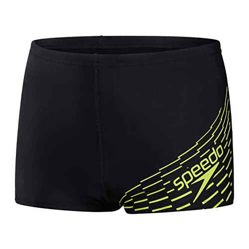 Speedo Jungen Medley Logo Aquashort Badeshorts, Schwarz/Atomic Lime, 14 años von Speedo