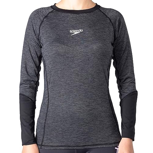 Speedo Lässiger weiblicher Rashguard, Damen Langarm-Badeshirt mit UPF 30+, Oxid Grau/Schwarz (as3, Alpha, s, Regular, Regular) von Speedo