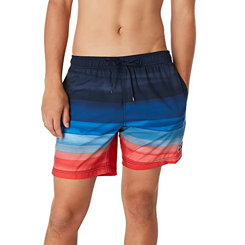 Speedo M Sna Print Volley 17" Watershort Fade Blau - Moderne elastische Herren Badeshorts, Größe L - Farbe Peacoat von Speedo