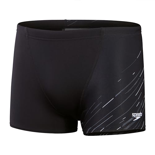 Speedo Herren Hyperboom V-Cut Quick Drying | Training | Fitness | Chlorine Resistant Aquashort, Schwarz/USA-Anthrazit/Weiß, 4 von Speedo