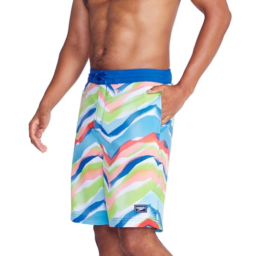 Speedo Men's Standard Swim Trunk Knee Length Boardshort Bondi, 20" Stencil Stripe von Speedo
