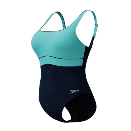 Speedo SPDSCU CNTR Eclipse Badeanzug Damen mit verstellbaren Trägern, Farbe:Schwarz-Türkis, Größe:38 von Speedo