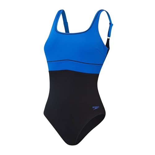 Speedo Shaping ContourEclipse 1 Piece Badeanzug für Damen, Schwarz/Blau, 38 von Speedo