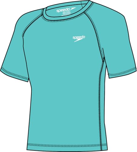 Speedo Uni-Erwachsene Uv-Schwimmshirt, Kurzärmelig, Lockere Passform, Einfaches T Rash-Guard-Shirt, Loses arktisches Glas, XX-Large von Speedo