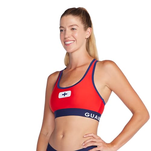 Speedo Damen Guard Swimsuit Sport Bra Top Endurance Bikini, Rot-Team Red, Medium von Speedo