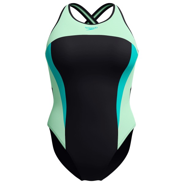 Speedo - Women's High Neck Splice Crossback Swimsuit - Badeanzug Gr 48 schwarz von Speedo