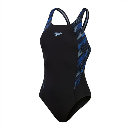 Speedo Damen Hyperboom Splice Muscleback Badeanzug, Blau, 38 EU von Speedo