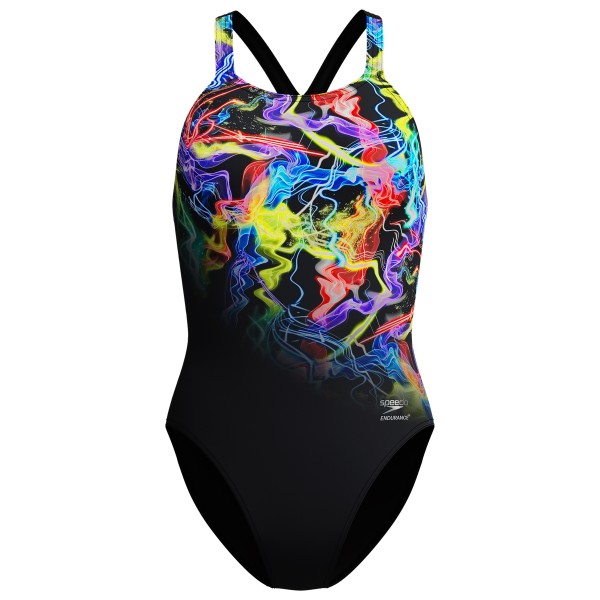 Speedo - Women's Placement Printed Powerback - Badeanzug Gr 36 schwarz von Speedo
