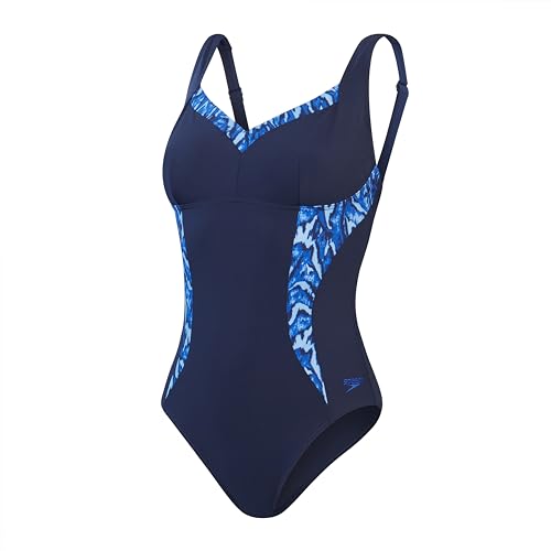 Speedo Women's Shaping Printed LunaElustre 1 Piece Badeanzug, Blau, 40 von Speedo