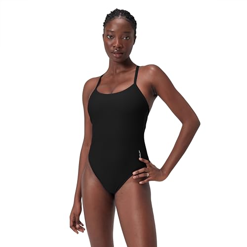 Speedo Women's Solid Racer Back 1 Piece Badeanzug, Schwarz, M von Speedo