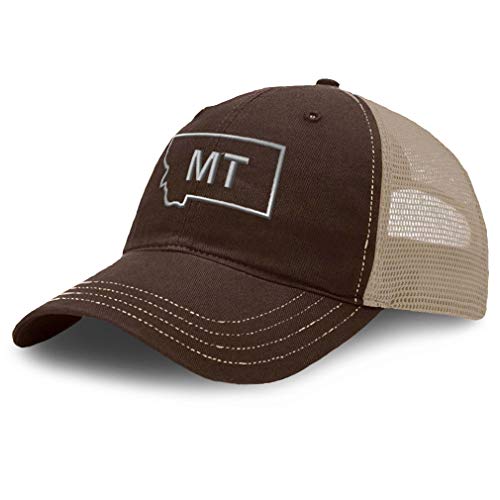Custom Baseball Cap Montana State Map Mt Stickerei Baumwolle Weiche Mesh Cap, Brown Khaki Design Only, Einheitsgröße von Speedy Pros