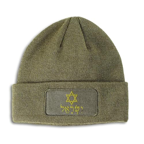 Custom Patch Beanie Hebräisch Israel Davidstern B Stickerei Acryl, Olivgrün, Einheitsgröße von Speedy Pros