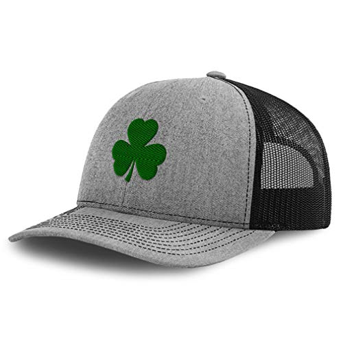 Custom Richardson Trucker Hat Shamrock Irish Embroidery Polyester Baseball Cap, Heather Grey Black Design, Einheitsgröße von Speedy Pros