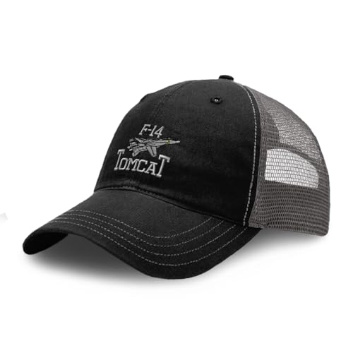 Richardson Trucker Mesh Hat Grumman F-14 Tomcat B Stickerei Baumwolle Dad Hüte für Damen & Herren Snapback Schwarz Anthrazit, schwarz anthrazit, Einheitsgröße von Speedy Pros