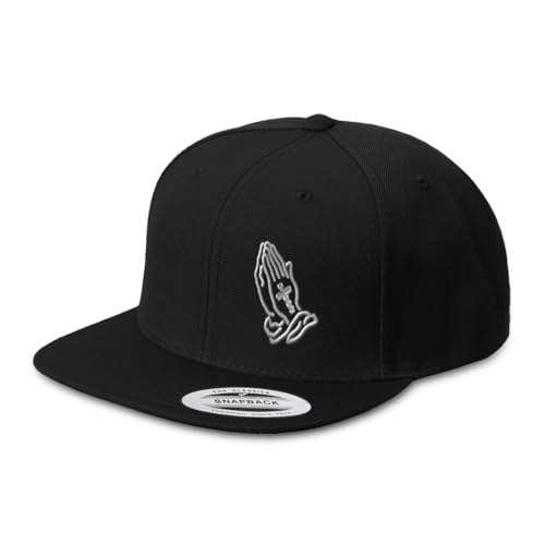 Snapback-Hut für Herren, flacher Schirm, linke Seite, christliche Hände, betender Glaube, Jesus Christus, bestickt, flacher Schirm, Acryl, schwarzes Design Snapback-Hut für Herren, flacher Schirm, linke Seite, christliche Hände, betender Glaube, Jesus Christus, bestickt, flacher Schirm, Acryl, schwarzes Design von Speedy Pros
