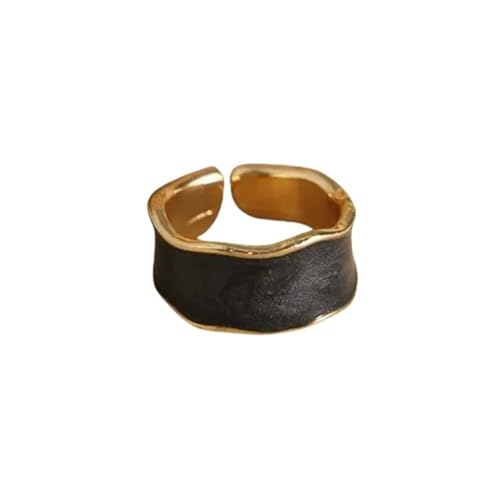 SpeesY Breite Ringe for Damen und Herren, Vintage, einfach, offen, verstellbar, Zeigefingerringe, Schmuck, Party (Color : Black) von SpeesY