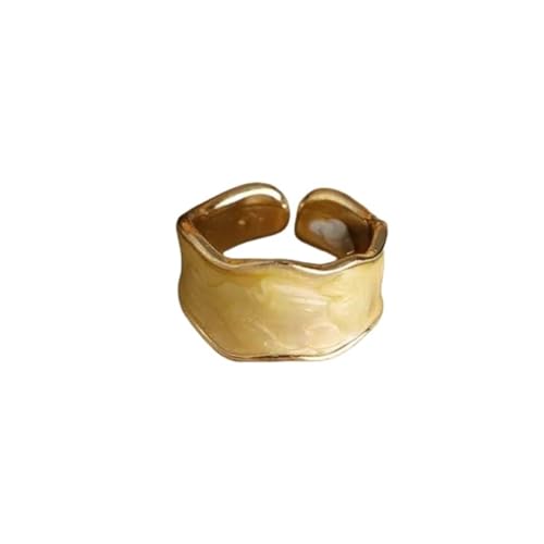 SpeesY Breite Ringe for Damen und Herren, Vintage, einfach, offen, verstellbar, Zeigefingerringe, Schmuck, Party (Color : Yellow) von SpeesY