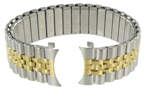 20 mm 'Speidel' Gebogenes Ende Gold und Silber Ton massivem Link Edelstahl Twist-o-Flex Armbanduhr Band 1277/16 von Speidel
