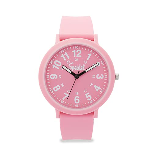 Speidel Eco Color Pop recycelbare Kunststoff-Uhr mit 18mm recyceltem Silikonband, Pink, 18mm, Eco Color Pop Uhr von Speidel