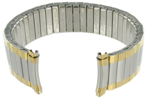 Speidel Twist-O-Flex Ersatz-Uhrenarmband für Herren, aus Edelstahl, dehnbar, mit selbsteinstellenden, geraden oder gebogenen Enden, für 16 mm, 17 mm, 18 mm, 19 mm, 20 mm, 21 mm, 22 mm, Zweifarbig von Speidel