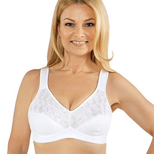 Speidel Soft-BH Damen mit Batiststickerei am Obercup Entlastungsträger, Verstellbar hinten Weiß 85C von Speidel