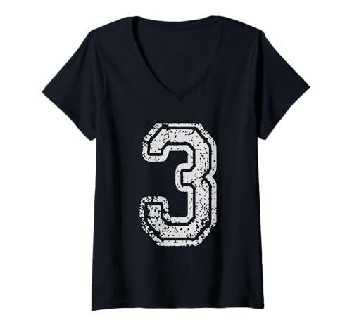 Damen Team Trikot Uniformen Nummer 3 DREI Schule Sport Geburtstage T-Shirt mit V-Ausschnitt Damen Team Trikot Uniformen Nummer 3 DREI Schule Sport Geburtstage T-Shirt mit V-Ausschnitt von Spell it on Shirts Numbers and Letters Click HERE