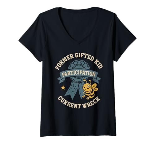 Damen Lustige Rechtschreibung Bee Fail Begabtes Kind Burnout Akademisches Trauma T-Shirt mit V-Ausschnitt von Spelling Dropout Misspelled Champion Bookish