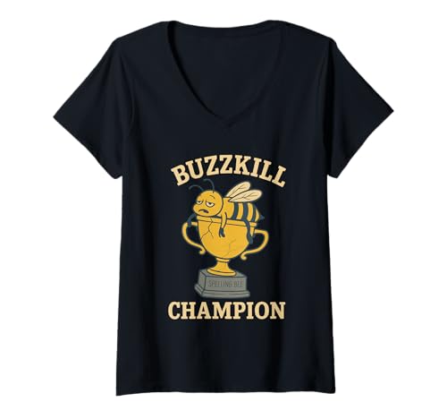 Damen Lustige Rechtschreibung Bee Fail Begabtes Kind Burnout Akademisches Trauma T-Shirt mit V-Ausschnitt von Spelling Dropout Misspelled Champion Bookish