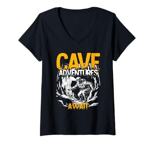 Damen Höhlenforschung Spelunking Cave Adventures Await T-Shirt mit V-Ausschnitt Damen Höhlenforschung Spelunking Cave Adventures Await T-Shirt mit V-Ausschnitt von Spelunking Höhlenforschung