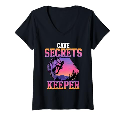 Damen Höhlenforschung Spelunking Cave Explorer Cave Secrets Keeper T-Shirt mit V-Ausschnitt Damen Höhlenforschung Spelunking Cave Explorer Cave Secrets Keeper T-Shirt mit V-Ausschnitt von Spelunking Höhlenforschung