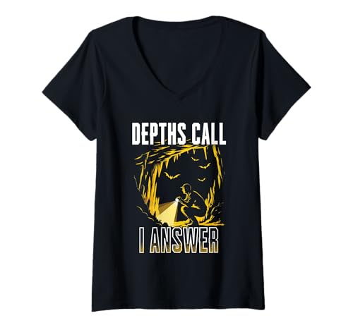 Damen Höhlenforschung Spelunking Cave Explorer Depths Call T-Shirt mit V-Ausschnitt Damen Höhlenforschung Spelunking Cave Explorer Depths Call T-Shirt mit V-Ausschnitt von Spelunking Höhlenforschung
