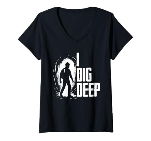 Damen Höhlenforschung Spelunking Cave Explorer I Dig Deep T-Shirt mit V-Ausschnitt Damen Höhlenforschung Spelunking Cave Explorer I Dig Deep T-Shirt mit V-Ausschnitt von Spelunking Höhlenforschung