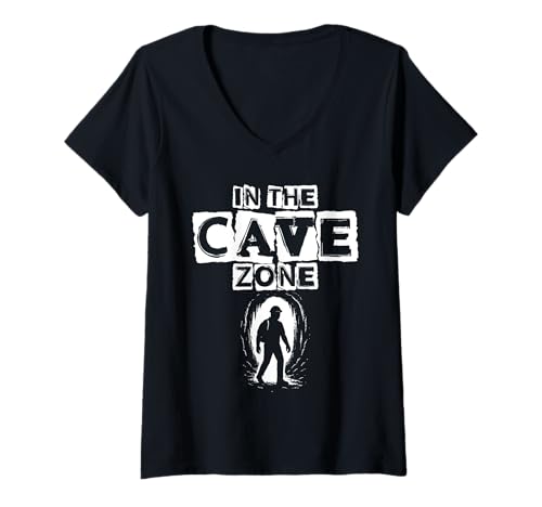 Damen Höhlenforschung Spelunking Cave Explorer In The Cave Zone T-Shirt mit V-Ausschnitt von Spelunking Höhlenforschung
