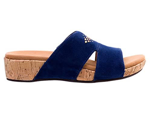 Spenco Damen Passport Wedge Schiebe-Sandalen, Dunkles Marineblau, 37 EU Weit von Spenco