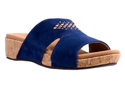 Spenco Damen Password Wedge Keilsandale, Dunkles Marineblau, 38 EU Weit von Spenco