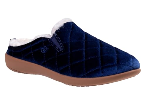 Spenco Damen-Samt-Slipper, Marineblau, 37.5 EU Weit von Spenco