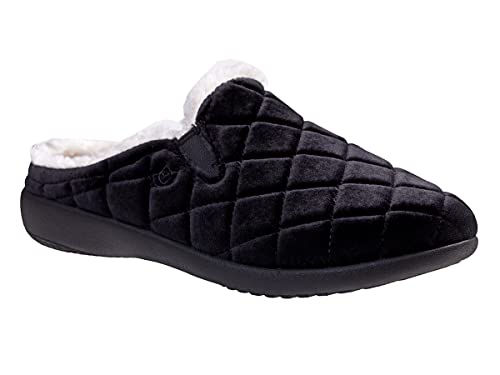 Spenco Damen-Samt-Slipper, Schwarz, 41 EU Weit von Spenco