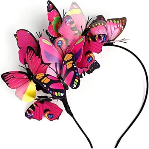 Spenlly Schmetterlings-Fascinator, Kopfschmuck, Monarch-Festival, Hochzeit, Teeparty, Kopfschmuck für Damen und Mädchen (A-Rose, Einheitsgröße) von Spenlly